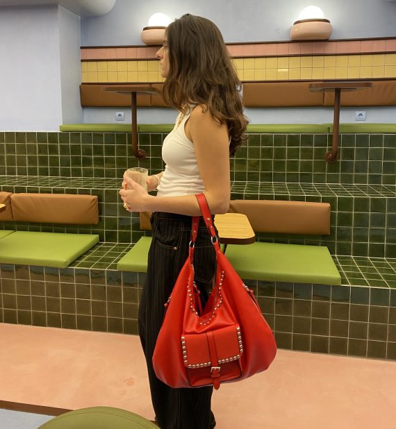 BOLSO “TACHUELAS“ ROJO